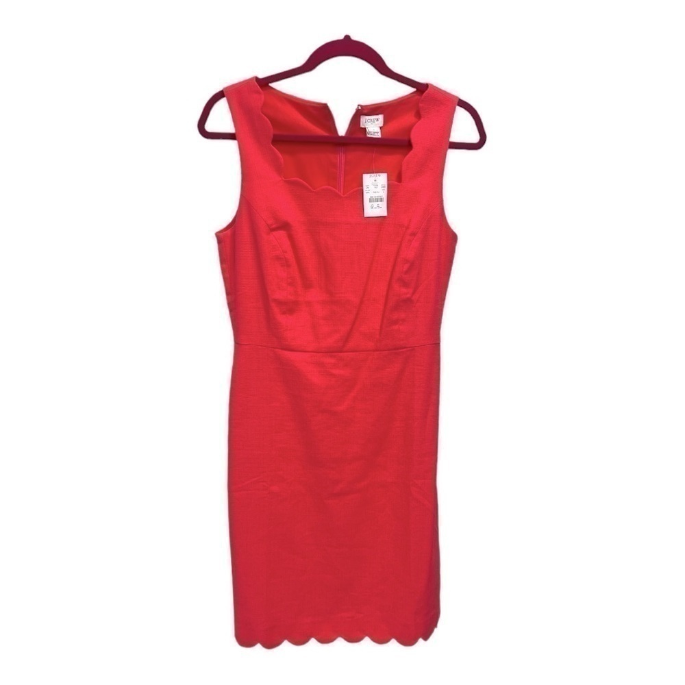 J. Crew Factory Basketweave Scallop-Edge Dress in Primrose NWT Size 4 - Picture 8 of 14